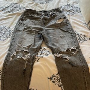 American Eagle dark gray ripped jeans